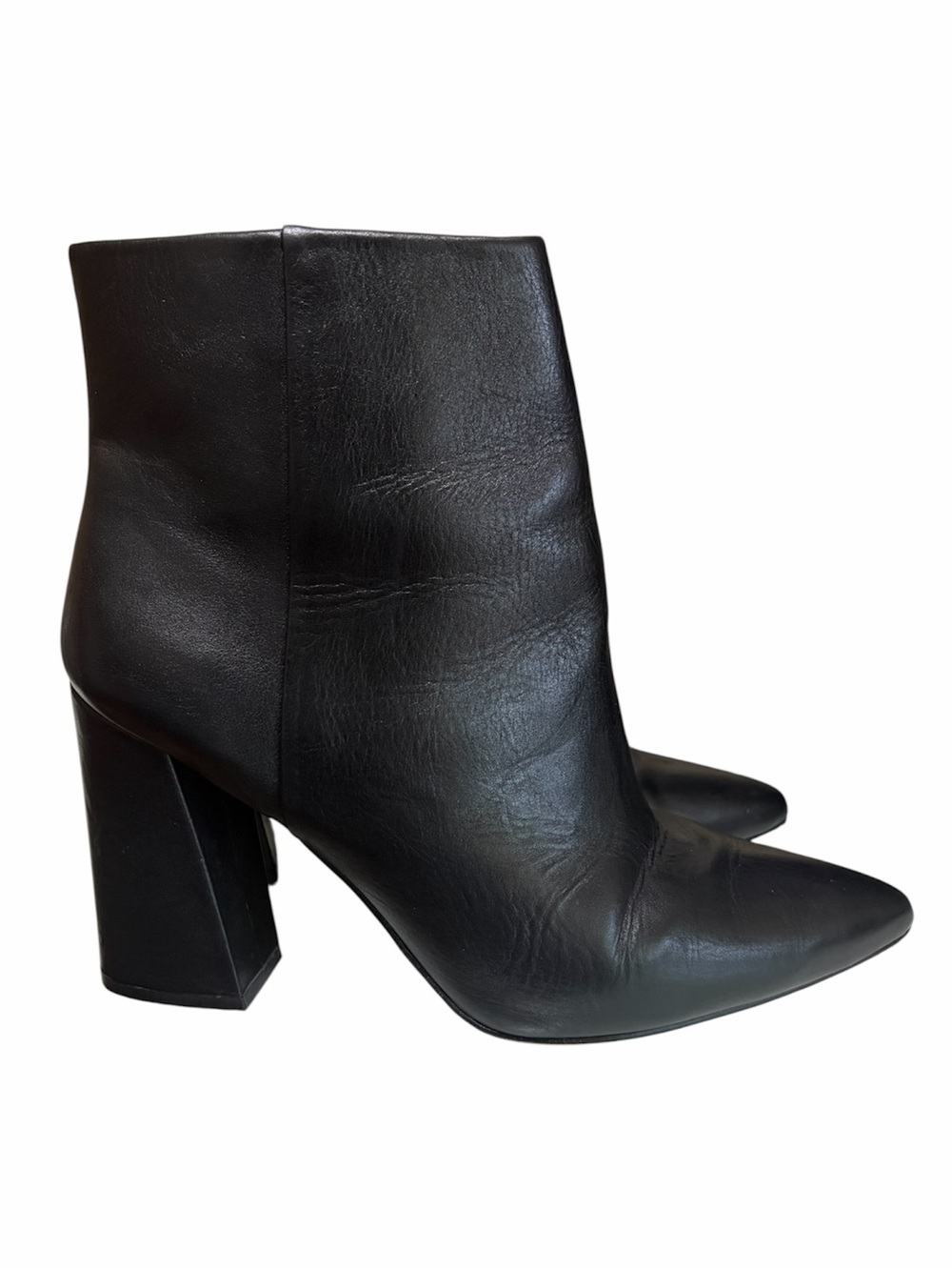Vince Camuto Thelmin Black Leather Point Toe Block Heel Booties Size 11